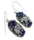 Lapis And Sterling Silver Southwestern Bear Hook Dangle Earrings YX68488