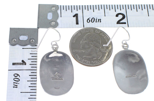 Lapis And Sterling Silver Southwestern Bear Hook Dangle Earrings YX68488