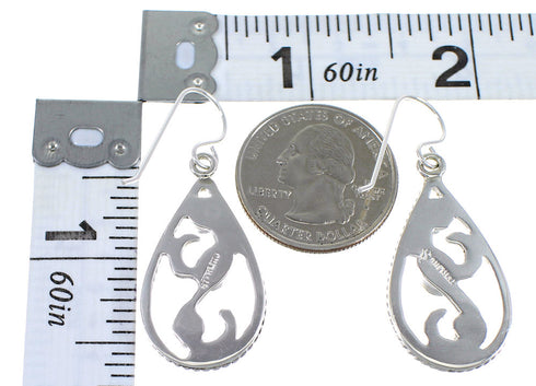 Southwestern Lapis And Authentic Sterling Silver Hook Dangle Earrings YX68497