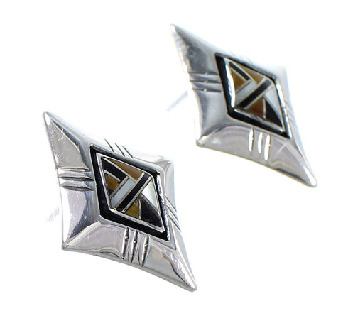 Southwest Sterling Silver Multicolor Inlay Post Earrings YX70891