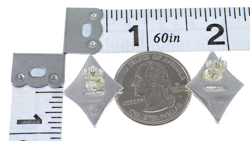 Southwest Sterling Silver Multicolor Inlay Post Earrings YX70891