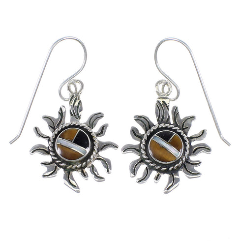 Silver Mutlicolor Southwest Sun Hook Dangle Earrings YX70895
