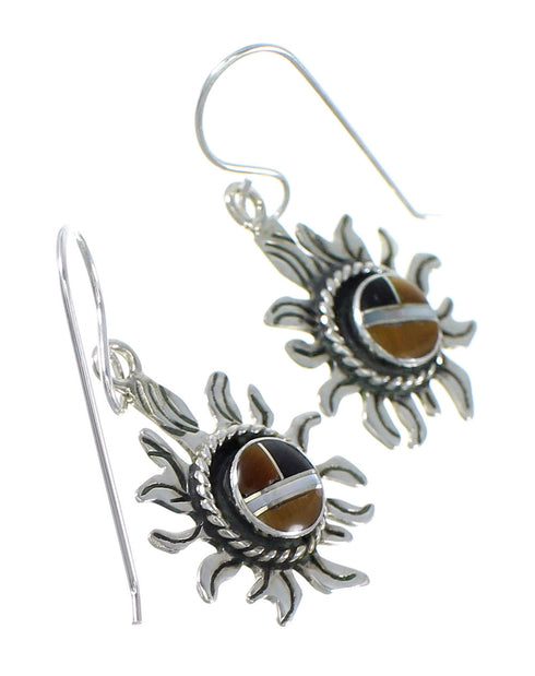 Silver Mutlicolor Southwest Sun Hook Dangle Earrings YX70895