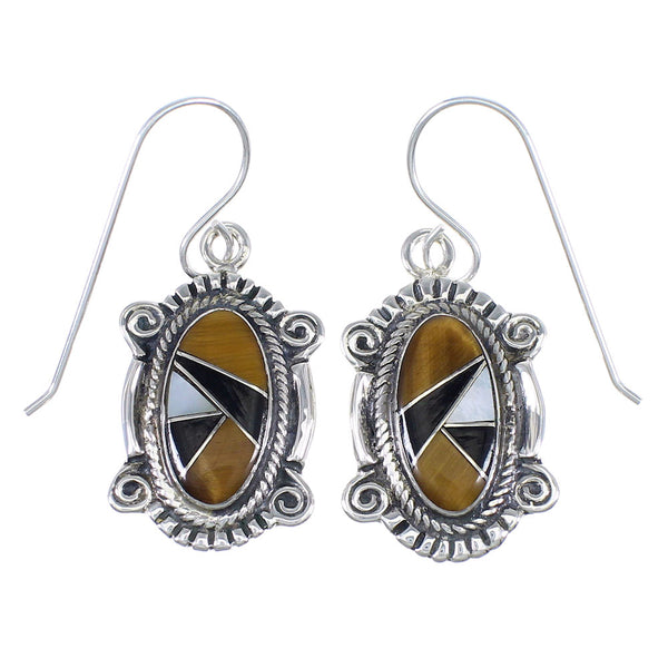 Multicolor Sterling Silver Southwest Hook Dangle Earrings YX70903