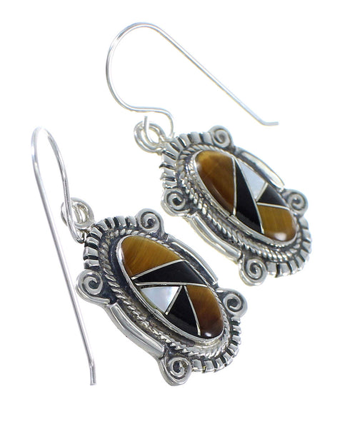 Multicolor Sterling Silver Southwest Hook Dangle Earrings YX70903