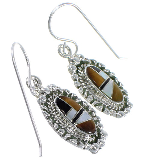 Southwest Multicolor Sterling Silver Hook Dangle Earrings YX70907