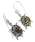 Southwestern Multicolor Silver Turtle Hook Dangle Earrings YX70912