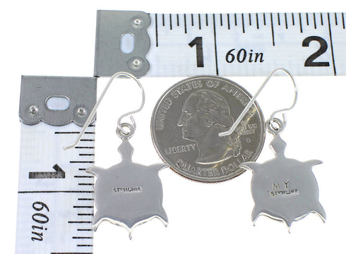 Southwestern Multicolor Silver Turtle Hook Dangle Earrings YX70912