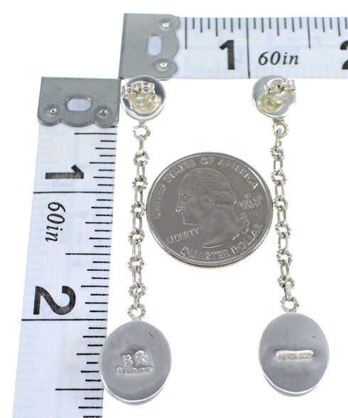 Sterling Silver And Turquoise Post Dangle Earrings YX68509