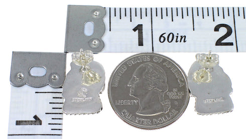 Southwest Turquoise And Genuine Sterling Silver Post Earrings YX68543