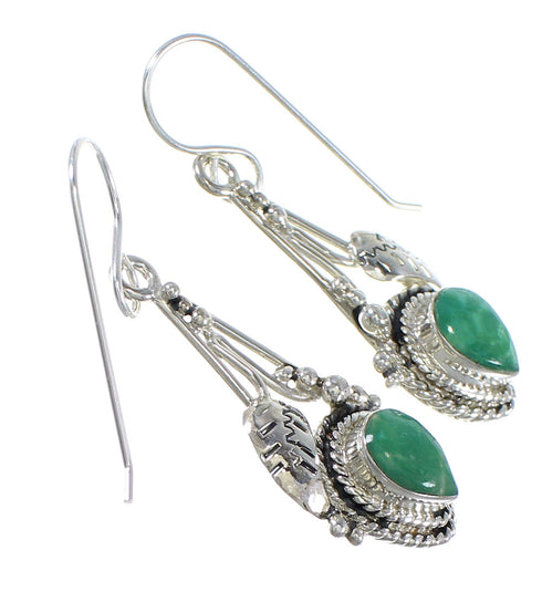 Southwestern Turquoise And Genuine Sterling Silver Jewelry Hook Dangle Earrings YX68624