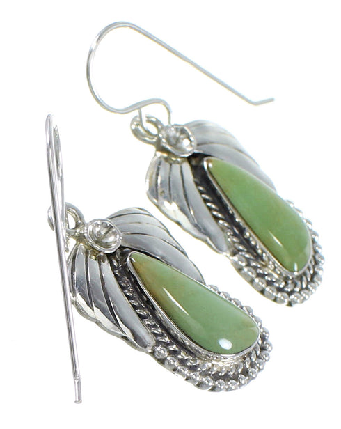 Sterling Silver And Turquoise Southwestern Flower Hook Dangle Earrings YX68633