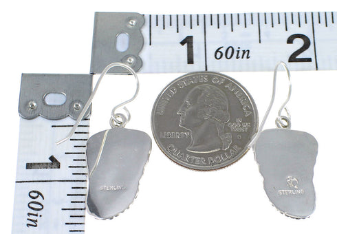 Sterling Silver And Turquoise Southwestern Flower Hook Dangle Earrings YX68633