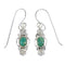 Southwest Authentic Sterling Silver And Turquoise Flower Hook Dangle Earrings YX68641