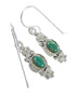 Southwest Authentic Sterling Silver And Turquoise Flower Hook Dangle Earrings YX68641
