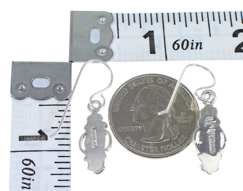 Southwest Authentic Sterling Silver And Turquoise Flower Hook Dangle Earrings YX68641