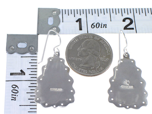 Southwestern Turquoise And Sterling Silver Hook Dangle Earrings YX69723