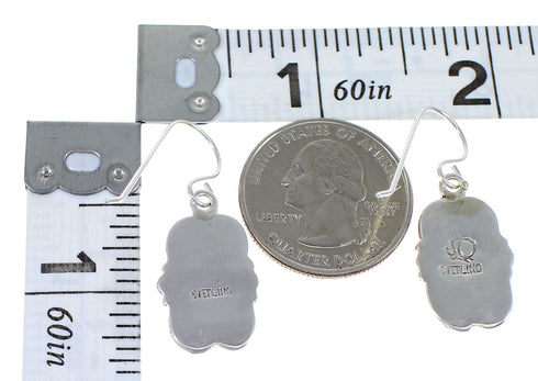 Authentic Sterling Silver And Turquoise Southwest Hook Dangle Earrings YX69781