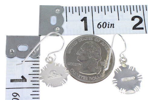 Southwest Sterling Silver And Turquoise Inlay Hook Dangle Earrings YX69788