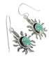 Southwest Silver Turquoise Sun Hook Dangle Earrings YX78954