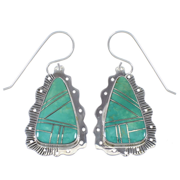 Silver Turquoise Southwest Hook Dangle Earrings YX78973