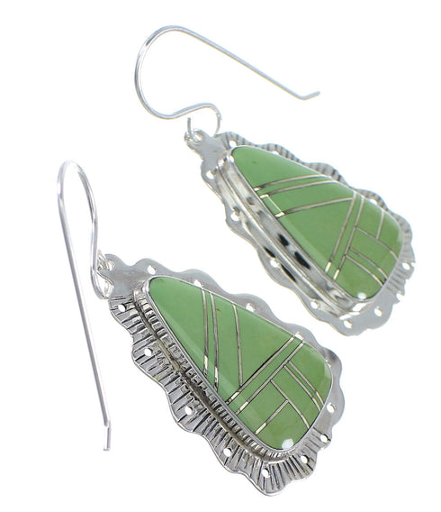 Silver Turquoise Southwestern Hook Dangle Earrings YX78975