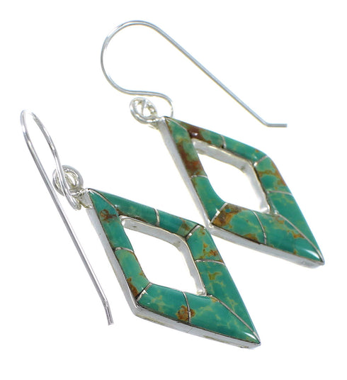 Turquoise And Authentic Sterling Silver Hook Dangle Earrings YX79042