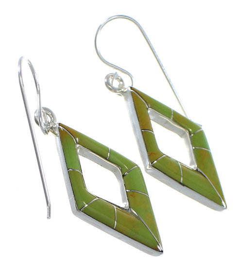 Authentic Sterling Silver And Turquoise Southwest Hook Dangle Earrings YX79066