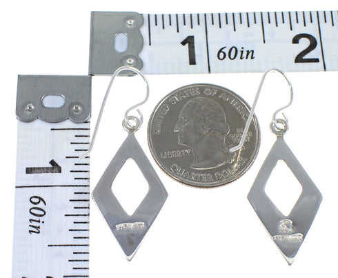 Authentic Sterling Silver And Turquoise Southwest Hook Dangle Earrings YX79066