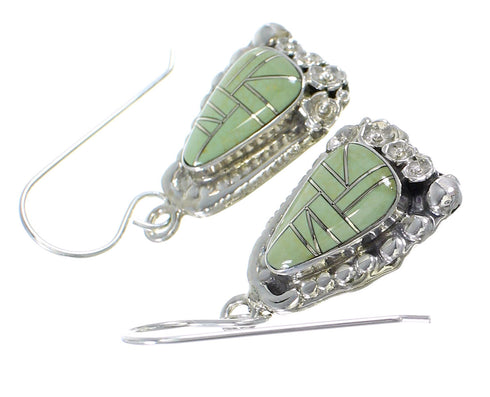 Silver Turquoise Flower Hook Dangle Earrings YX79092