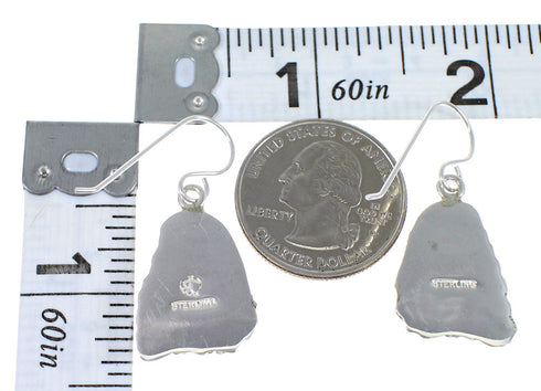 Silver Turquoise Flower Hook Dangle Earrings YX79092