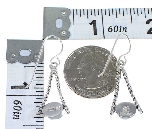 Turquoise Inlay And Sterling Silver Hook Dangle Earrings YX79131