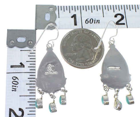 Silver And Turquoise Inlay Hook Dangle Earrings YX79165