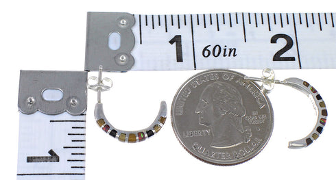 Southwest Multicolor Sterling Silver Post Hoop Earrings WX71568
