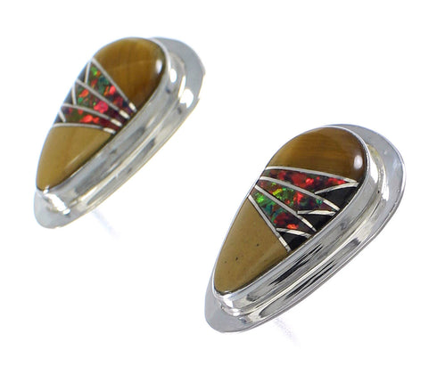Southwestern Multicolor Sterling Silver Post Earrings WX71572