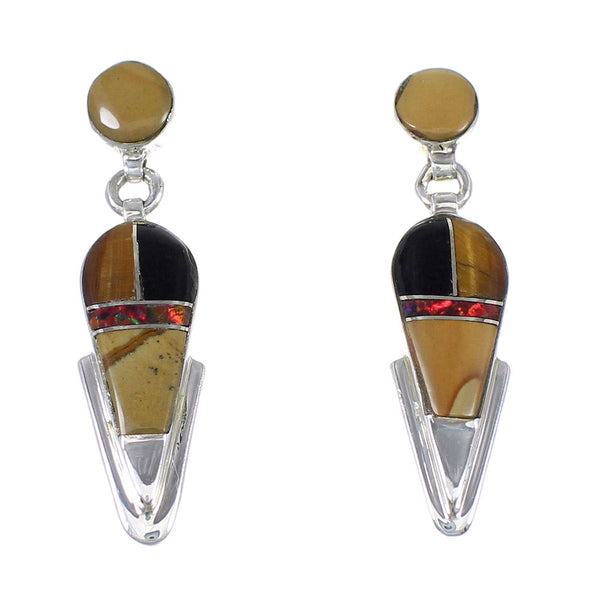 Multicolor Sterling Silver Southwestern Post Dangle Earrings WX71612