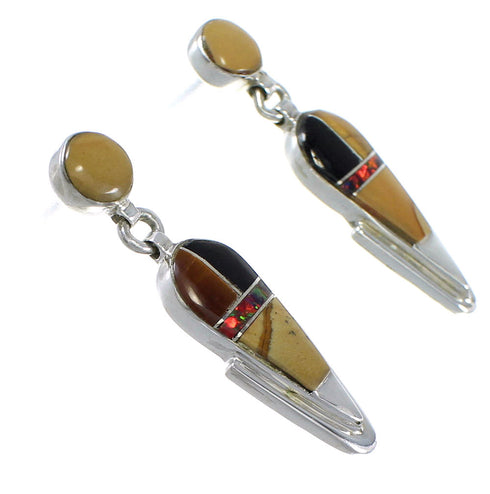 Multicolor Sterling Silver Southwestern Post Dangle Earrings WX71612