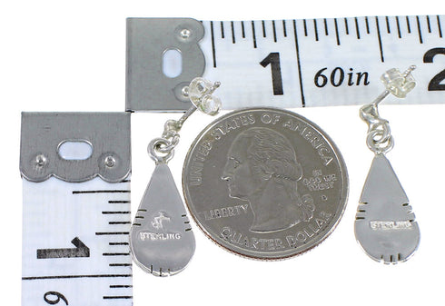Southwest Sterling Silver Multicolor Tear Drop Post Dangle Earrings WX71642
