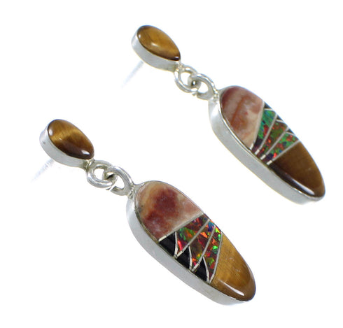 Sterling Silver Southwestern Multicolor Post Dangle Earrings WX71647