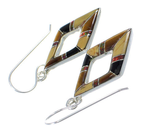 Multicolor Genuine Sterling Silver Southwestern Hook Dangle Earrings WX71692