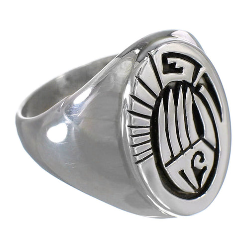 American Indian Calvin Peterson Sterling Silver Bear Paw Water Wave Ring Size 10-3/4 RX115518