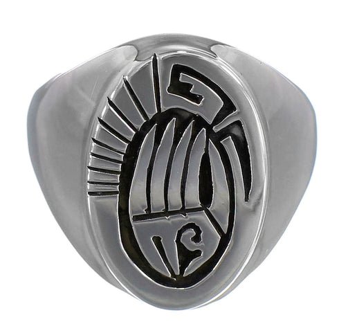 American Indian Calvin Peterson Sterling Silver Bear Paw Water Wave Ring Size 10-3/4 RX115518