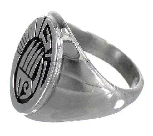 American Indian Calvin Peterson Sterling Silver Bear Paw Water Wave Ring Size 10-3/4 RX115518