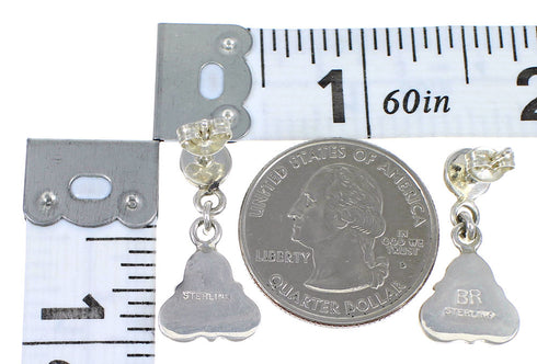 Sterling Silver Turquoise Post Dangle Earrings QX69673