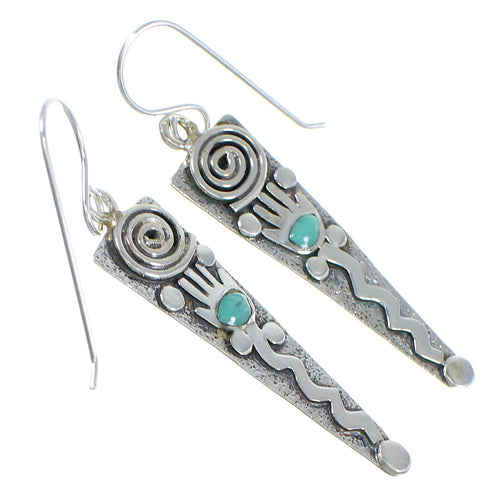 Turquoise Sterling Silver Hand Water Wave Hook Dangle Earrings QX69676