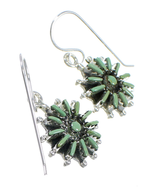 Turquoise Authentic Sterling Silver Needlepoint Hook Dangle Earrings QX69760