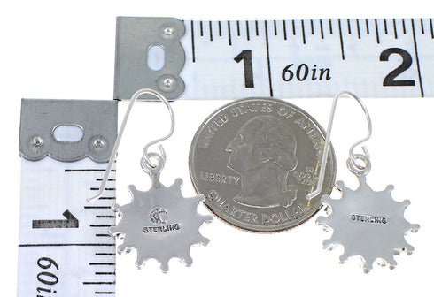 Turquoise Authentic Sterling Silver Needlepoint Hook Dangle Earrings QX69760