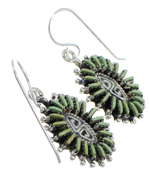 Southwest Genuine Sterling Silver Turquoise Needlepoint Water Wave Hook Dangle Earrings QX69782