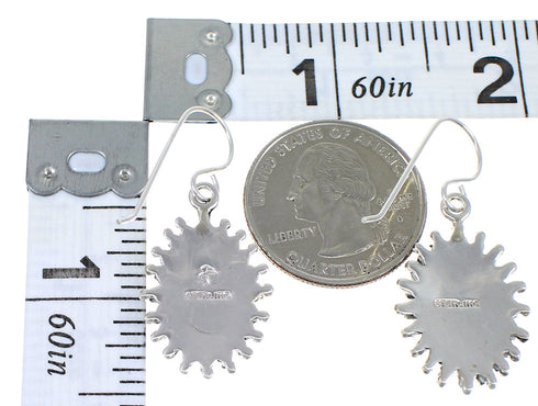 Southwest Genuine Sterling Silver Turquoise Needlepoint Water Wave Hook Dangle Earrings QX69782