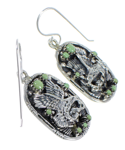 Eagle Southwest Sterling Silver Turquoise Hook Dangle Earrings QX70249